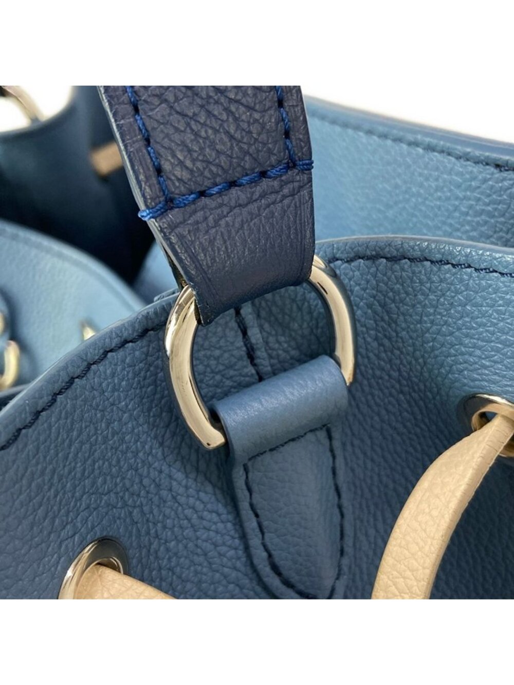Louis Vuitton Shoulder Bag Lockme Bucket Blue Jean Leather - Picture 12 of 15